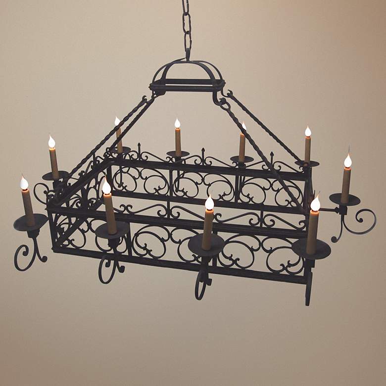 Image 1 Laura Lee Mykonos 10-Light 64 inch Wide Forged Iron Chandelier