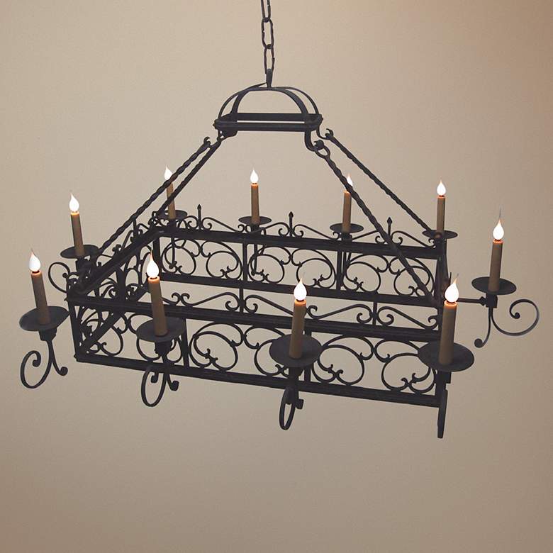 Image 1 Laura Lee Mykonos 10-Light 64" Wide Forged Iron Chandelier