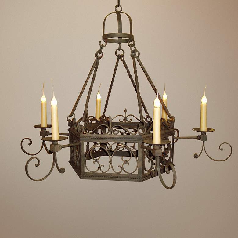 Image 1 Laura Lee Mykonos 6-Light 47" Wide Iron Chandelier