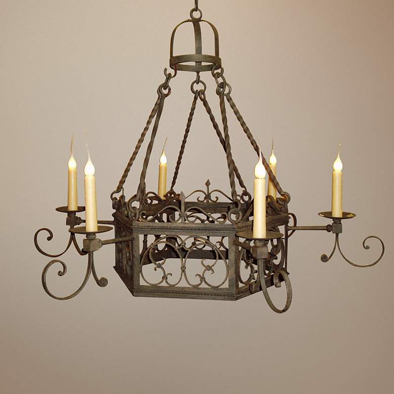 Image 1 Laura Lee Mykonos 6-Light 47 inch Wide Iron Chandelier