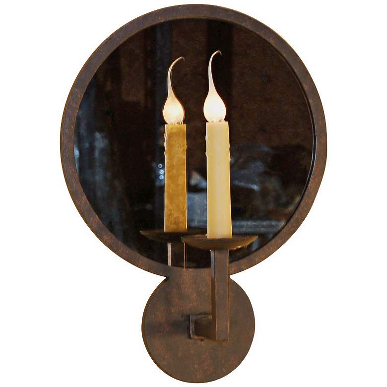 Laura Lee Round Mirror 19&quot; High Wall Sconce