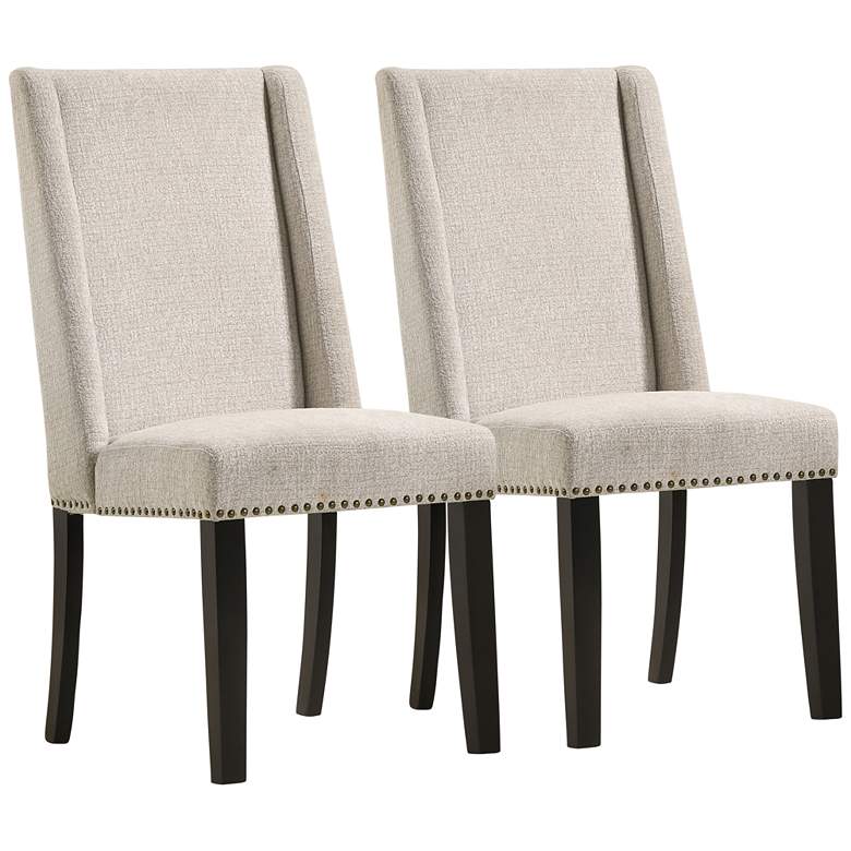 Image 2 Laurant Fawn Velvet Fabric Dining Chairs Set of 2