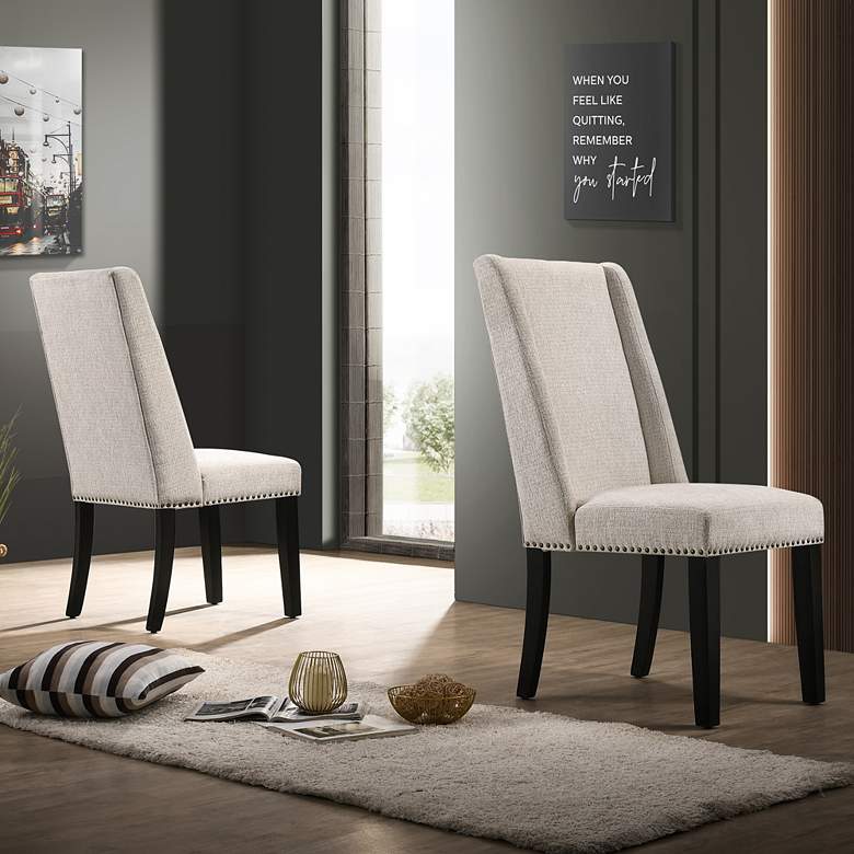 Image 1 Laurant Fawn Velvet Fabric Dining Chairs Set of 2