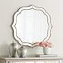 Laureen 32" Distressed Champagne Scalloped Round Wall Mirror