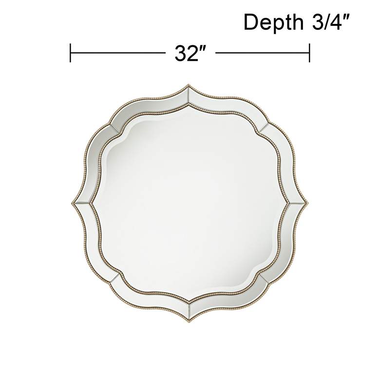 Laureen Champagne 32&quot; Scalloped Round Wall Mirror more views