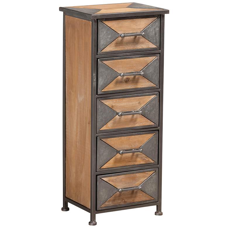 Image 1 Laurel 13 1/2" Wide Gray and Brown 5-Drawer Accent Cabinet