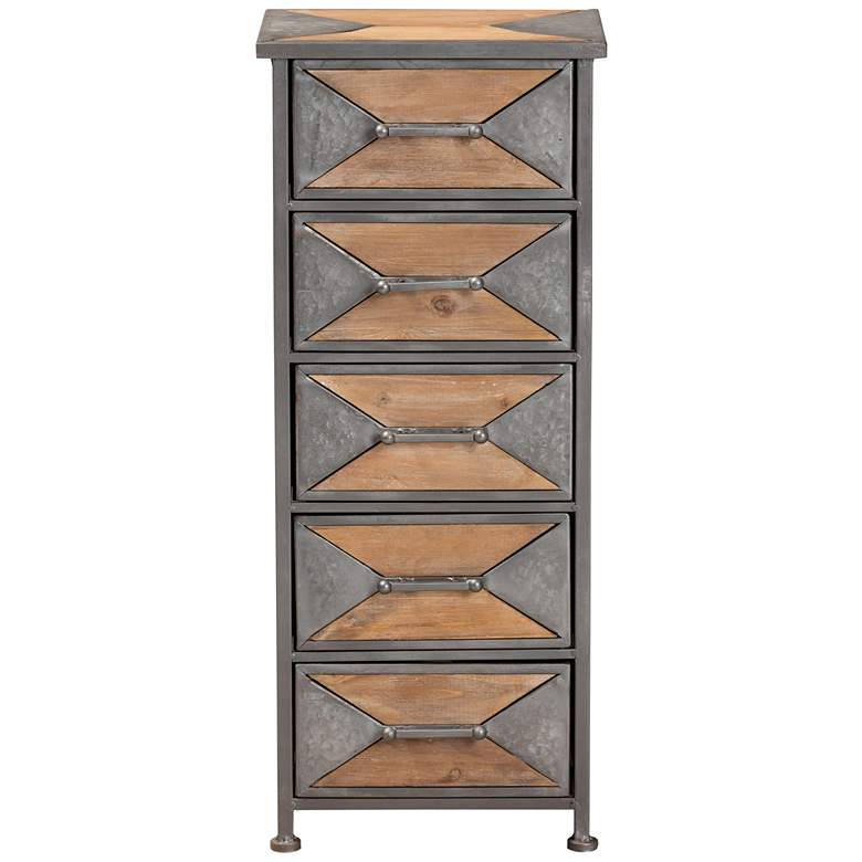 Image 5 Laurel 13 1/2" Wide Gray and Brown 5-Drawer Accent Cabinet more views