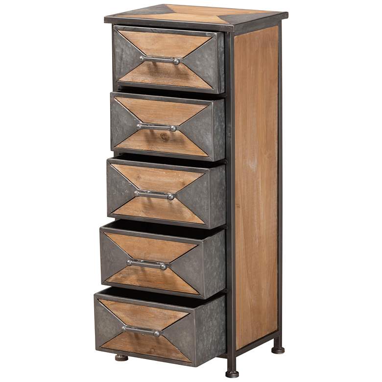 Image 7 Laurel 13 1/2 inch Wide Gray and Brown 5-Drawer Accent Cabinet more views