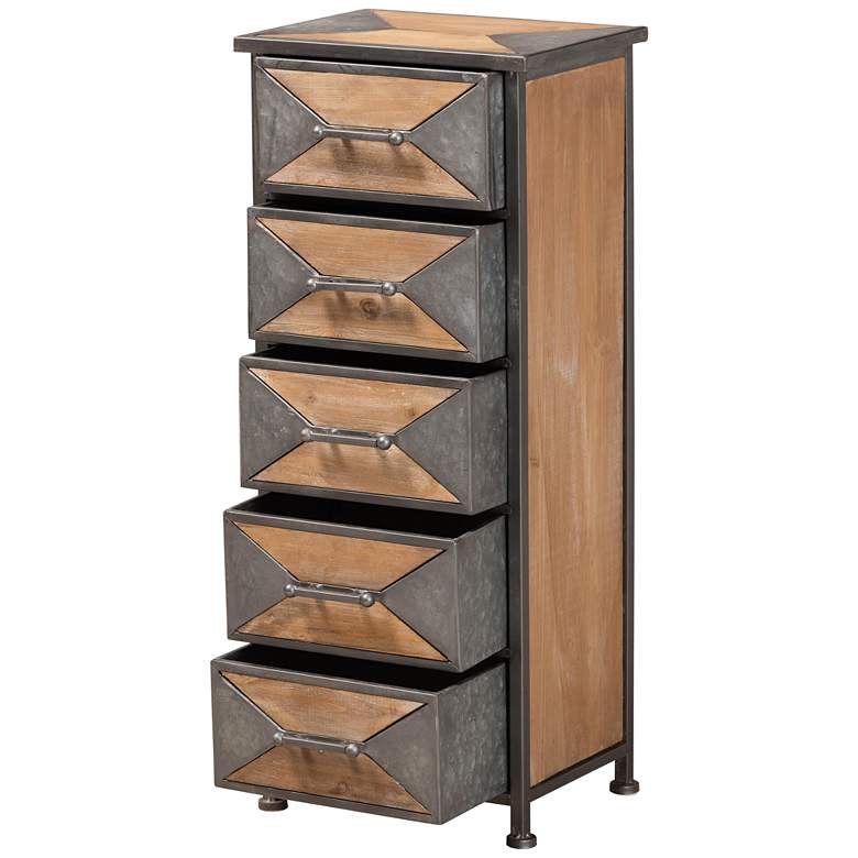 Image 7 Laurel 13 1/2" Wide Gray and Brown 5-Drawer Accent Cabinet more views