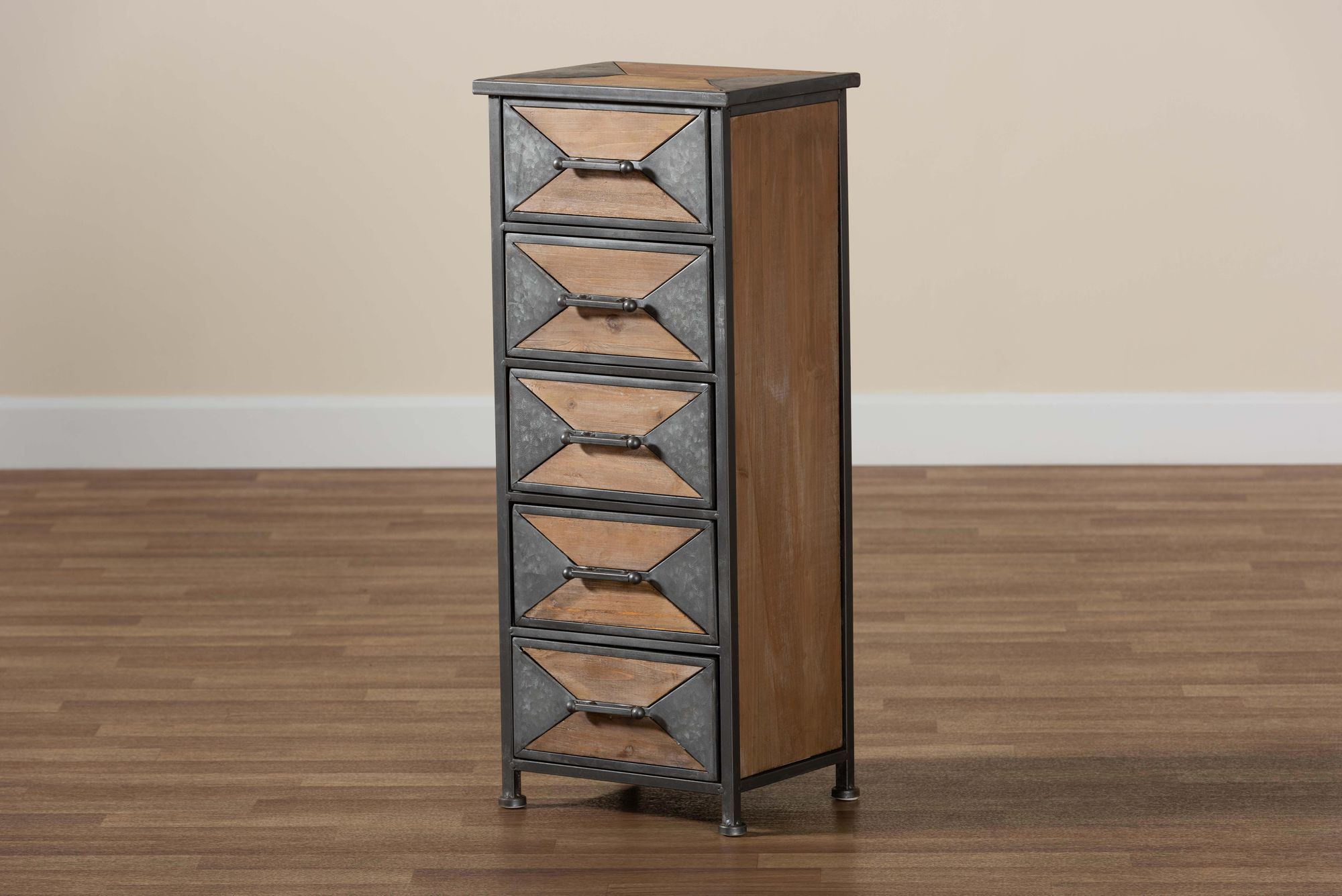 Laurel 13 1/2" Wide Gray and Brown 5-Drawer Accent Cabinet