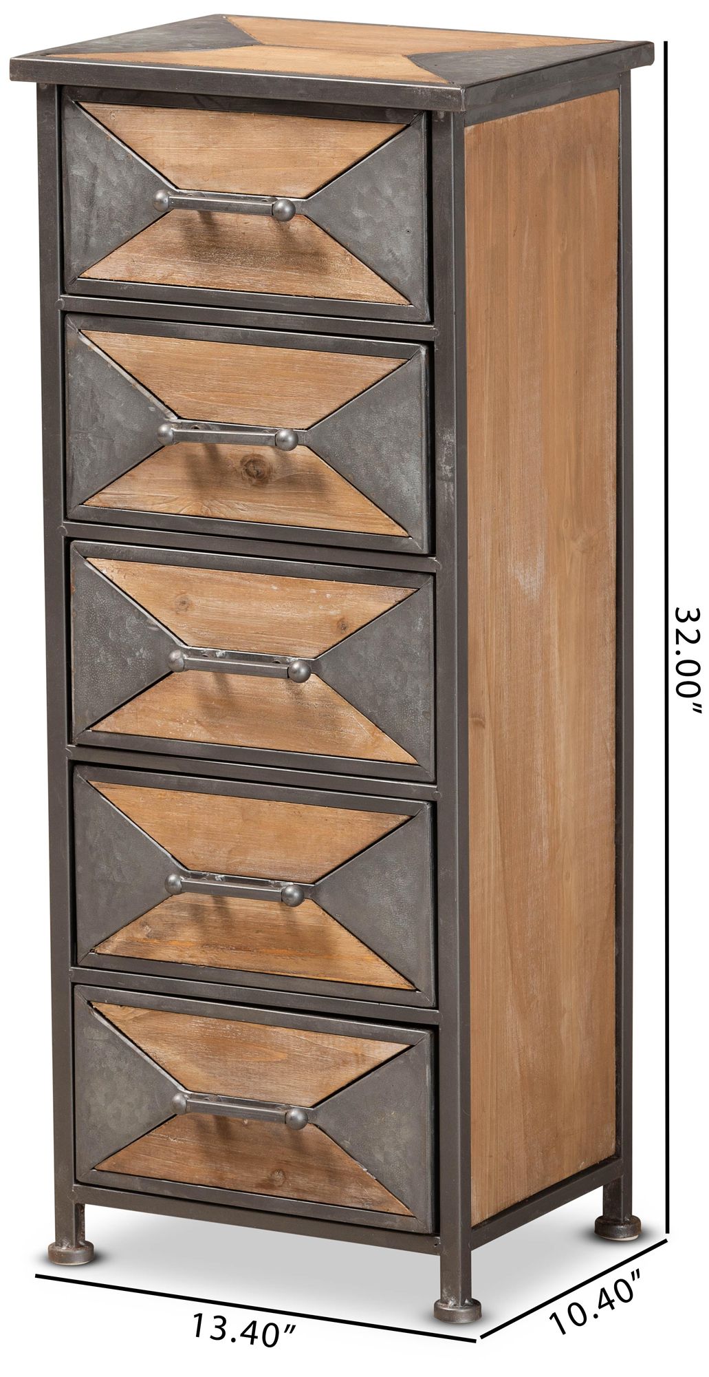 Laurel 13 1/2" Wide Gray and Brown 5-Drawer Accent Cabinet
