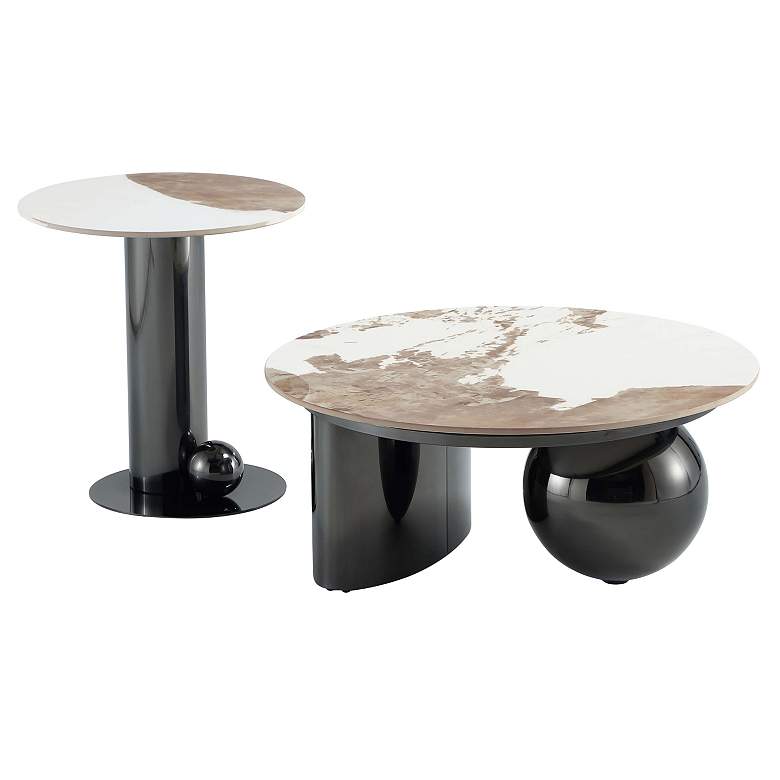 Image 1 Laurel 2-Piece Modern Coffee Table and End Table Set in Black