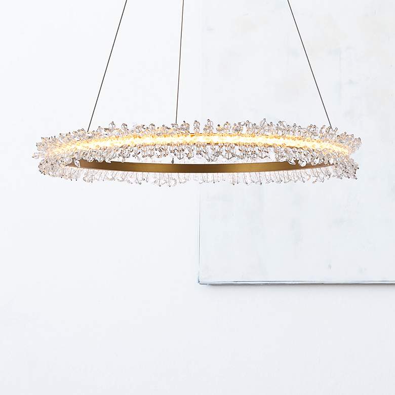 Image 2 Laurel 26" Wide Gold Crystal LED Ring Pendant Light