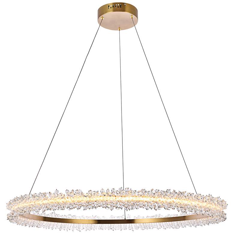 Image 3 Laurel 34" Wide Gold Crystal LED Ring Pendant Light
