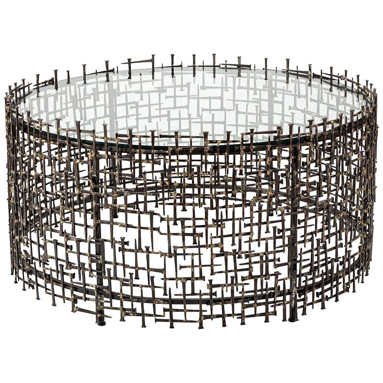 Image 1 Laurel 35" Wide Clear Glass and Textural Brass Coffee Table