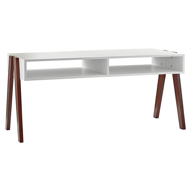 Image 1 Laurel 40 3/4" Wide Painted White and Walnut Coffee Table