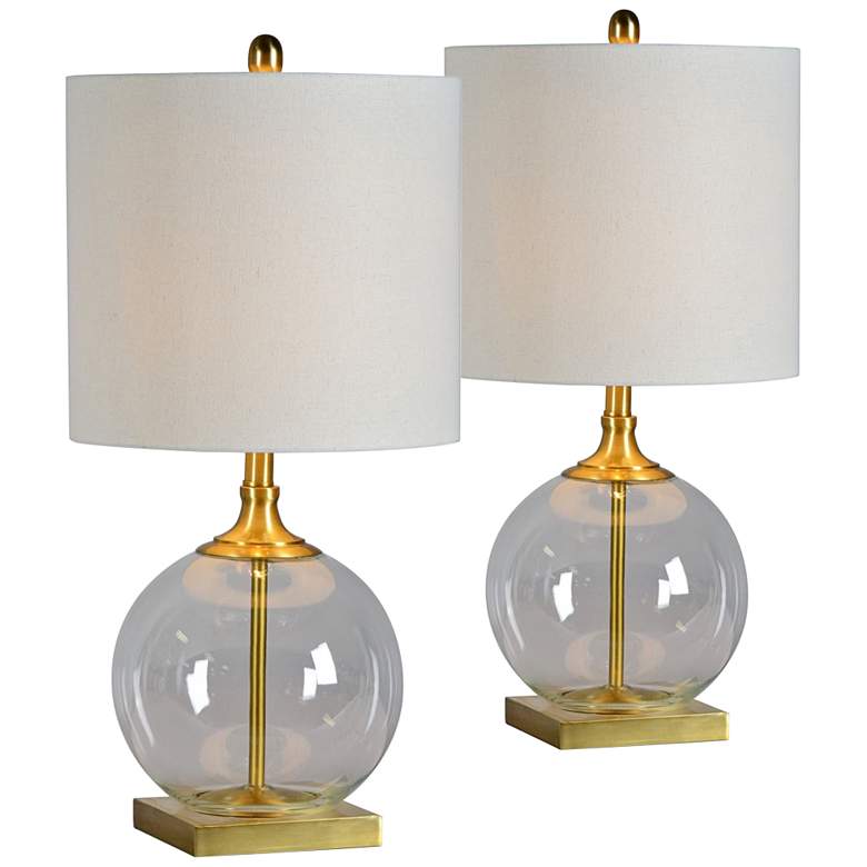 Image 1 Laurel Antique Brass and Glass Table Lamps Set of 2