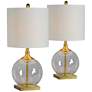 Laurel Antique Brass and Glass Table Lamps Set of 2
