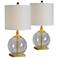 Laurel Antique Brass and Glass Table Lamps Set of 2