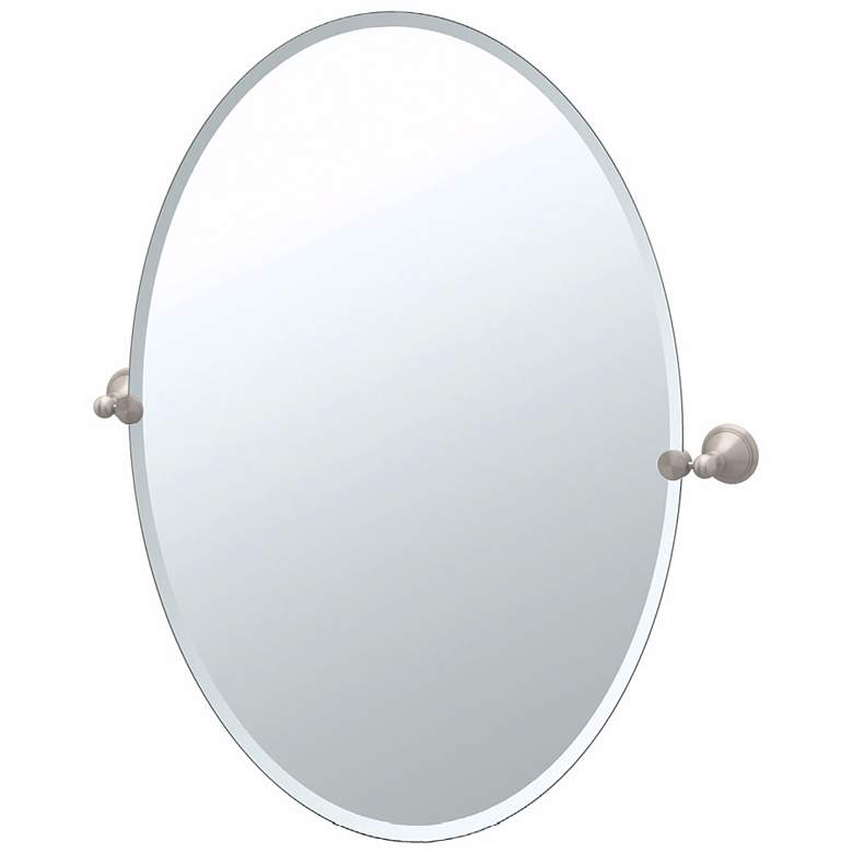Image 1 Laurel Avenue Nickel 24" x 26 1/2" Oval Tilt Wall Mirror