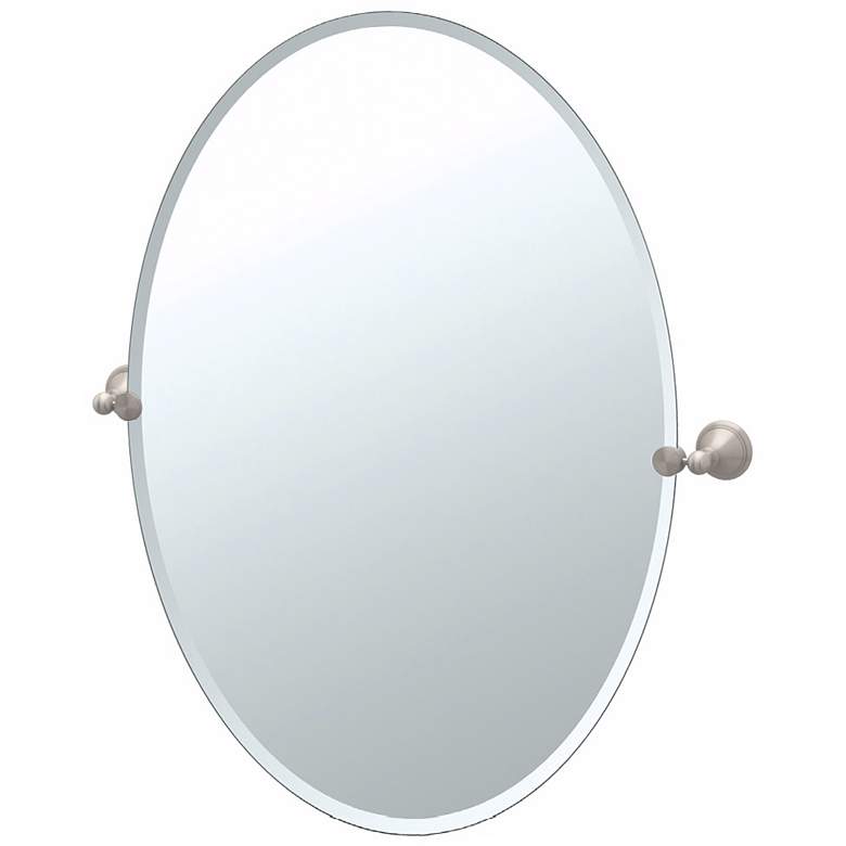 Image 1 Laurel Avenue Nickel 24 inch x 26 1/2 inch Oval Tilt Wall Mirror