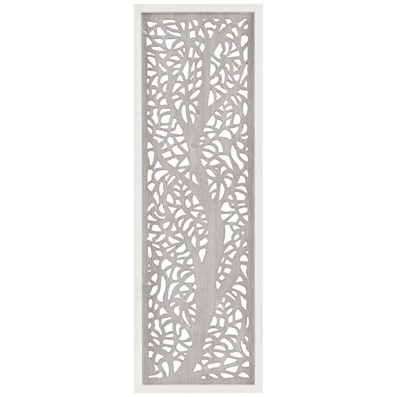 Image 2 Laurel Branches 36 inch High Gray Carved Wood Wall Art