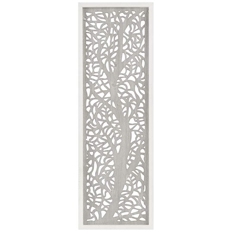 Image 2 Laurel Branches 36" High Gray Carved Wood Wall Art