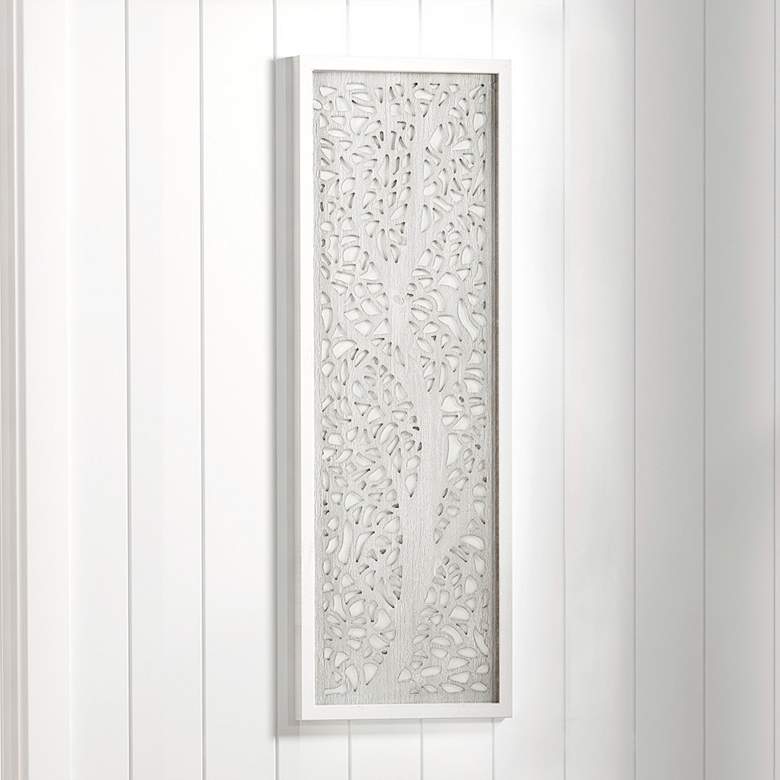Image 1 Laurel Branches 36" High Gray Carved Wood Wall Art