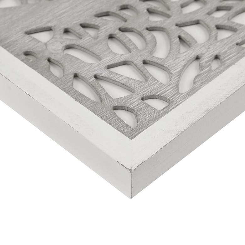 Image 3 Laurel Branches 36" High Gray Carved Wood Wall Art more views