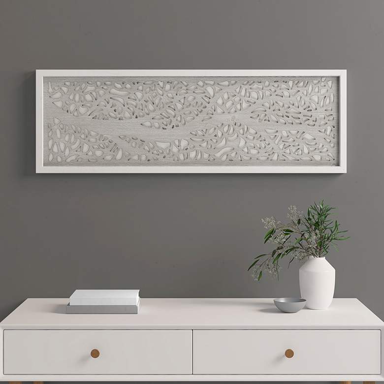 Image 7 Laurel Branches 36" High Gray Carved Wood Wall Art more views