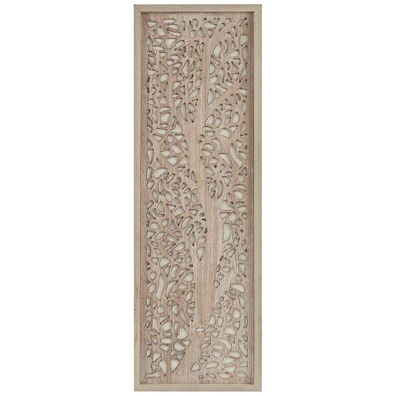 Image 2 Laurel Branches 36" High Natural Carved Wood Wall Art