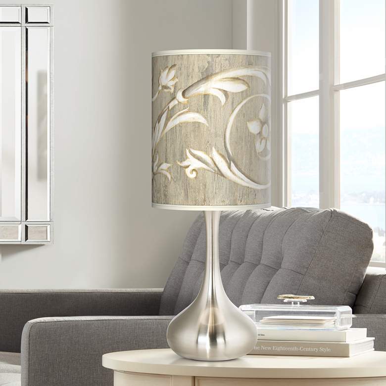 Image 1 Laurel Court Giclee Brushed Nickel Finish Modern Droplet Table Lamp