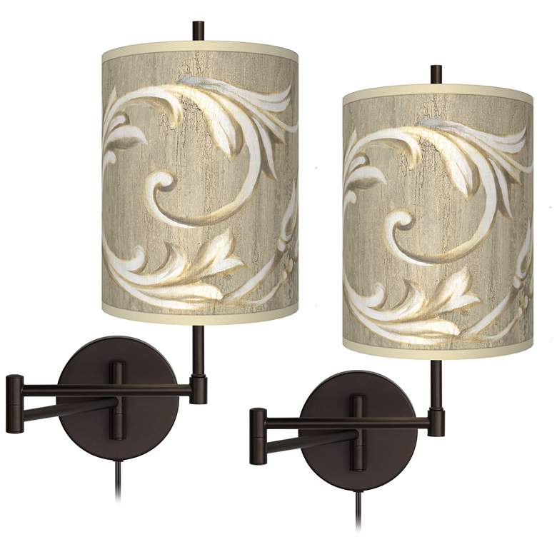 Image 1 Laurel Court Tessa Bronze Swing Arm Wall Lamps Set of 2