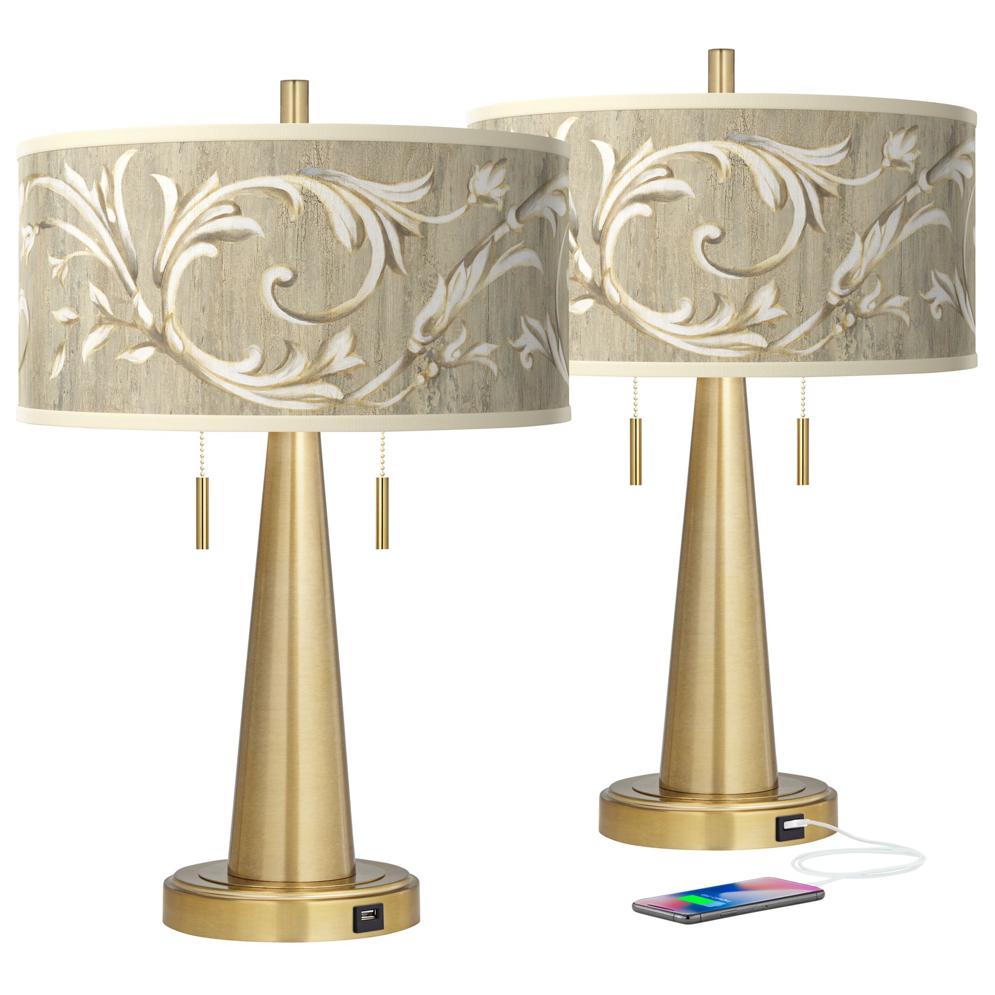 Laurel Court Vicki Gold USB Table Lamps Set of 2