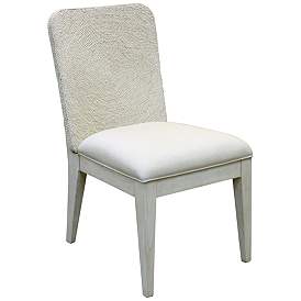 Image1 of Lauren 35.25" High Linen Upholstered Off White Woven Seagrass Dining C