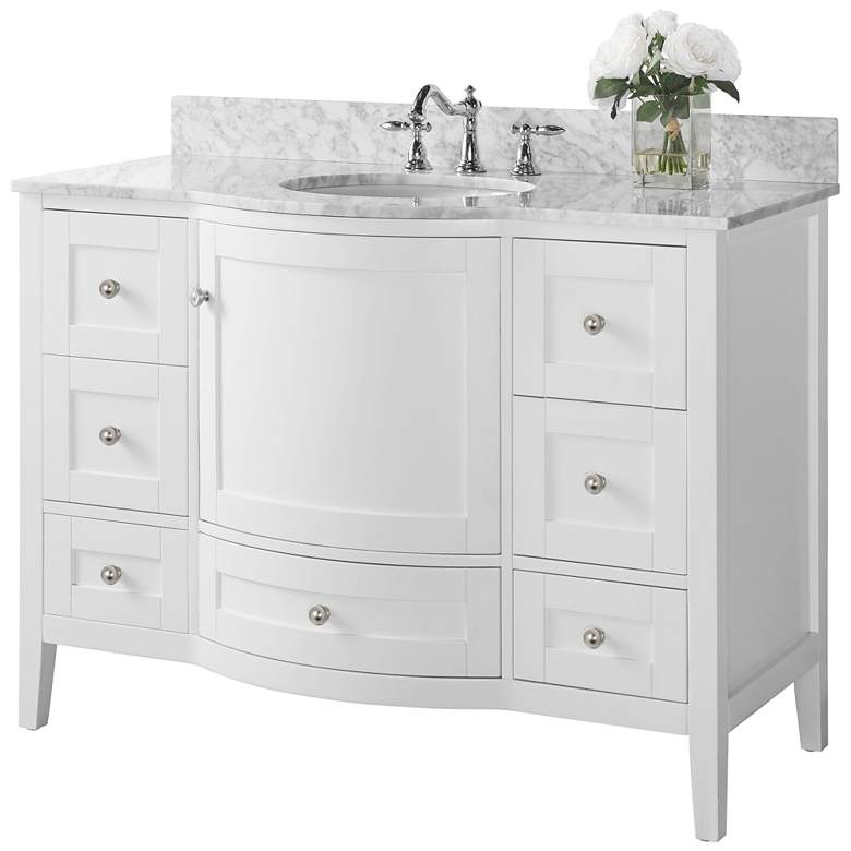 Image 1 Lauren 48" Nickel White Italian Marble Single Sink Vanity