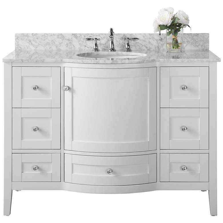 Lauren 48&quot; Nickel White Italian Marble Single Sink Vanity more views