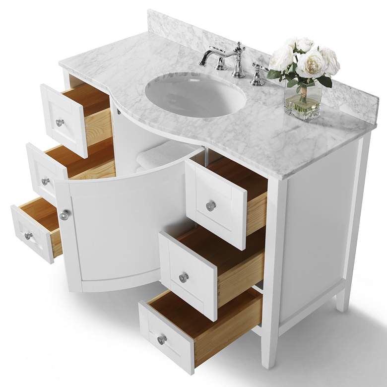 Lauren 48&quot; Nickel White Italian Marble Single Sink Vanity more views
