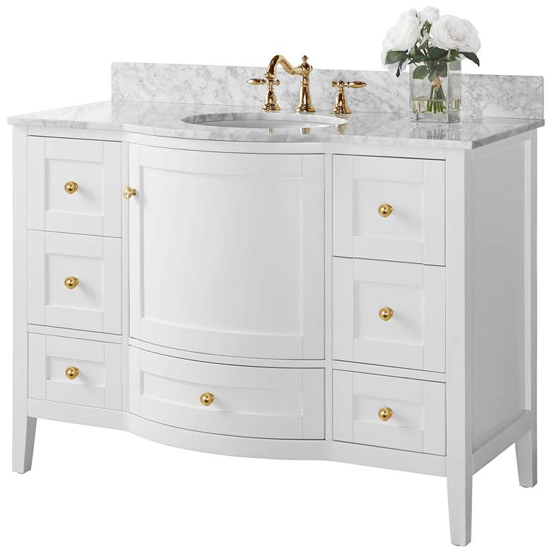 Image 1 Lauren 48" Wide Gold/White Marble Single Sink Vanity
