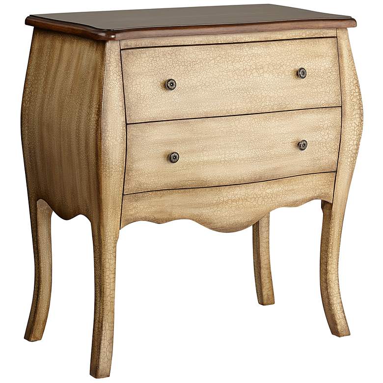 Image 1 Lauren Crackled Wood 2-Drawer Bombe Accent Chest