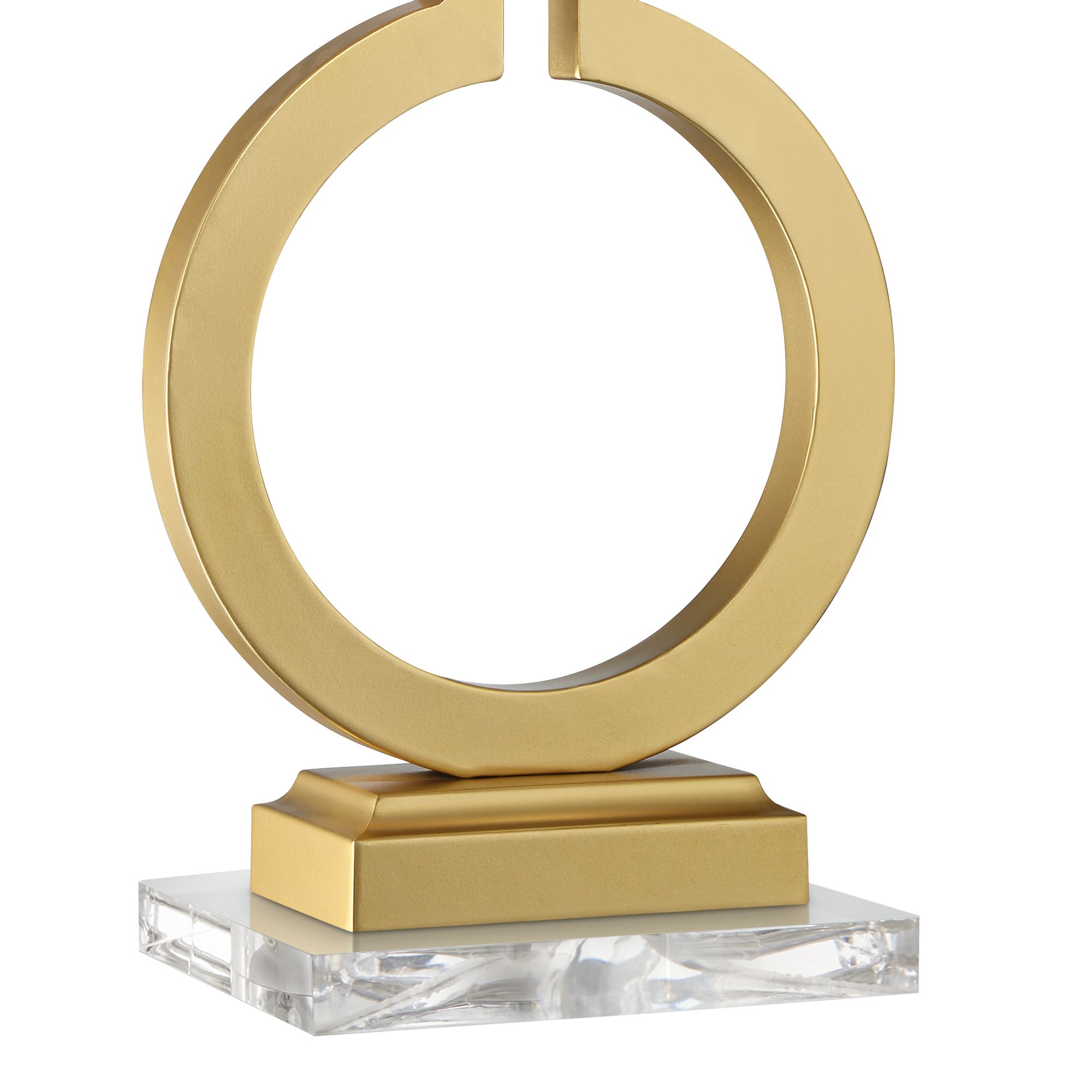 Lauren Gold Ring USB Table Lamps Set of 2 with Clear Acrylic Risers