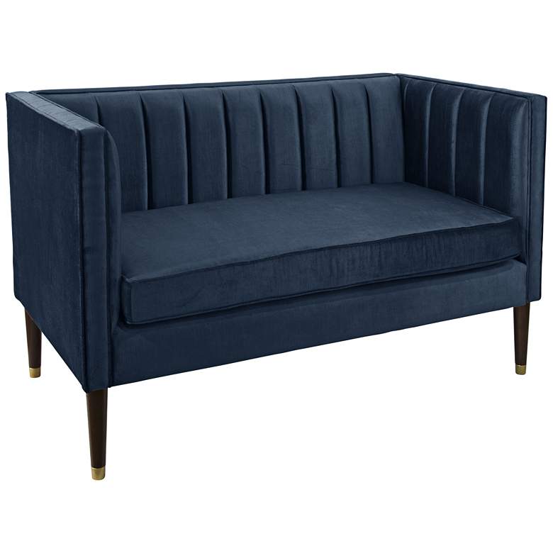 Image 1 Lauren Majestic Navy Fabric Settee with Channel Seams