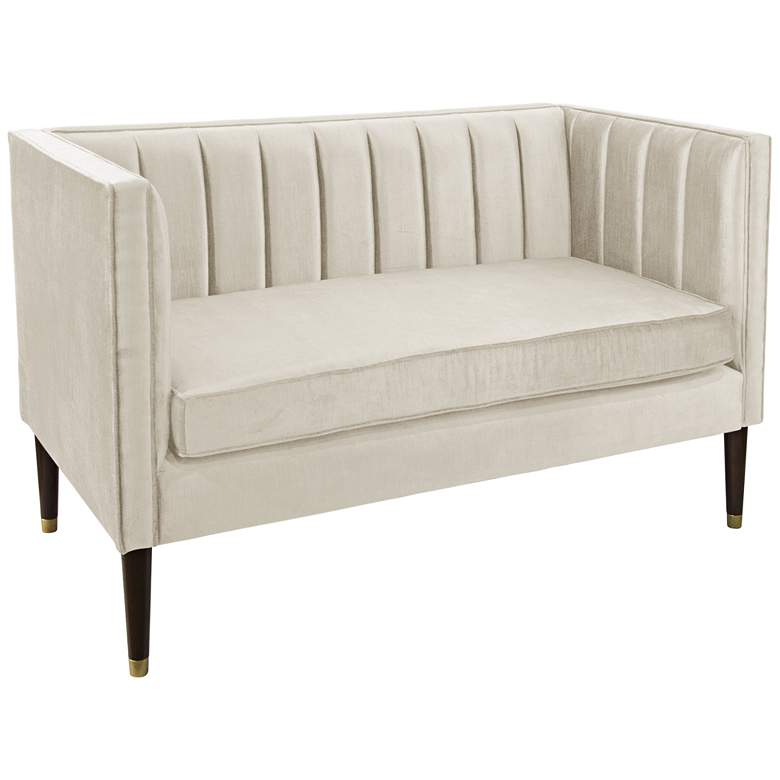 Image 1 Lauren Majestic Oyster Fabric Settee with Channel Seams