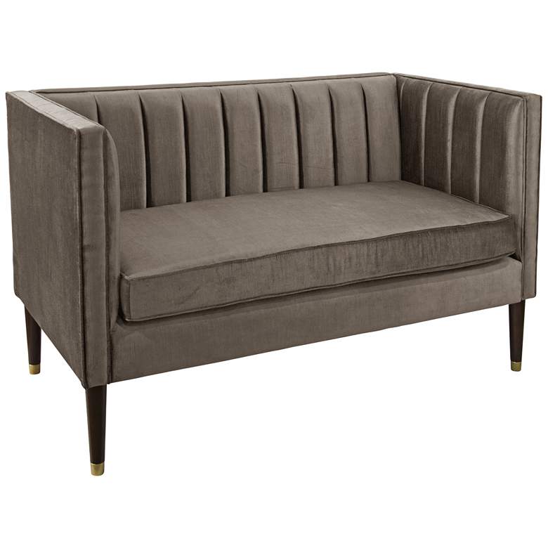 Image 1 Lauren Majestic Smoke Fabric Settee with Channel Seams
