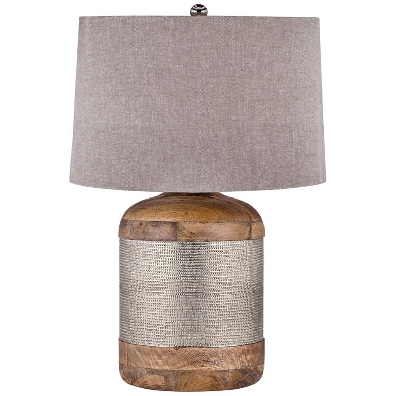 Image 1 Lauren Mango Wood and German Silver Drum Table Lamp