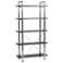 Laurence 5-Shelf Steel and Brown Leather Bookcase