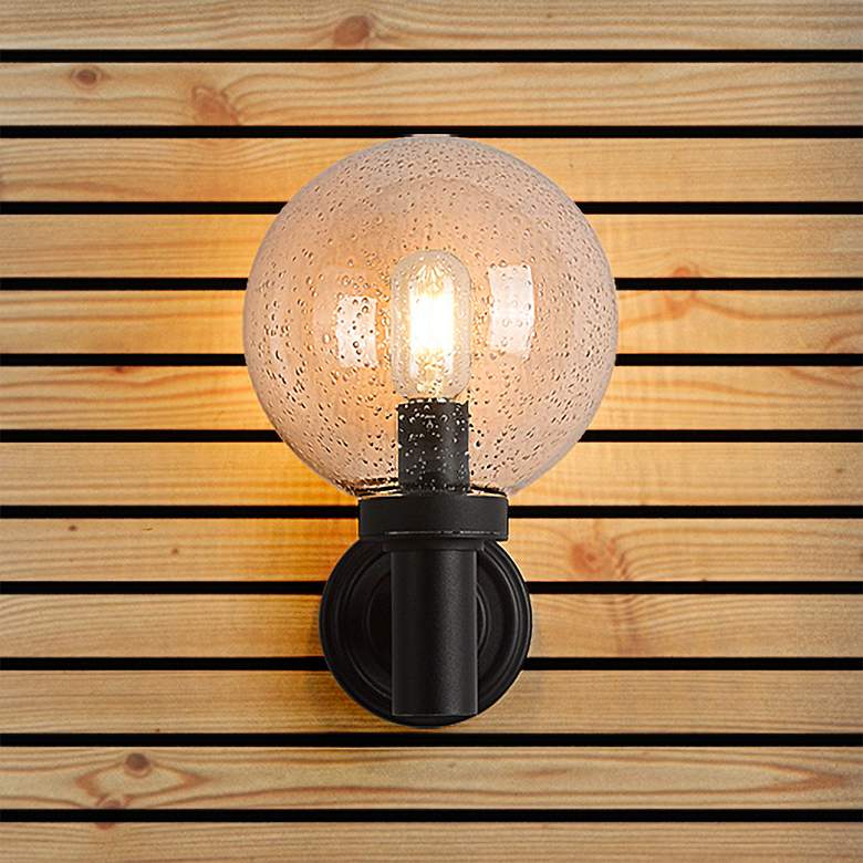 Image 2 Laurent 12 1/2"H Black Outdoor Wall Light with Clear Glass