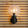 2_Laurent 12 1/2"H Black Outdoor Wall Light with Clear Glass