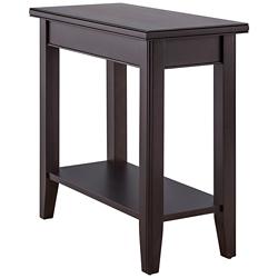 Laurent 12&quot; Wide Black Wood Narrow End Table with Shelf