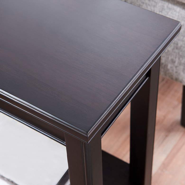 Image 4 Laurent 12" Wide Black Wood Narrow End Table with Shelf more views